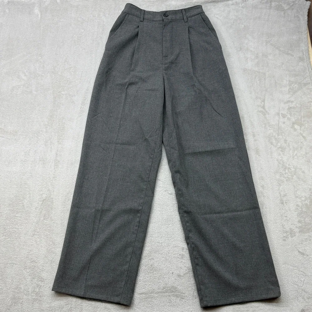 Urban Outfitters Pleated Wide Leg Trousers Women's Small Gray High Waisted Pants